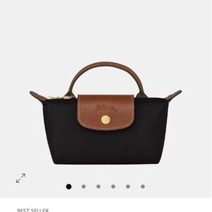 Longchamp Black and Brown Mini Bag with Leather Trim